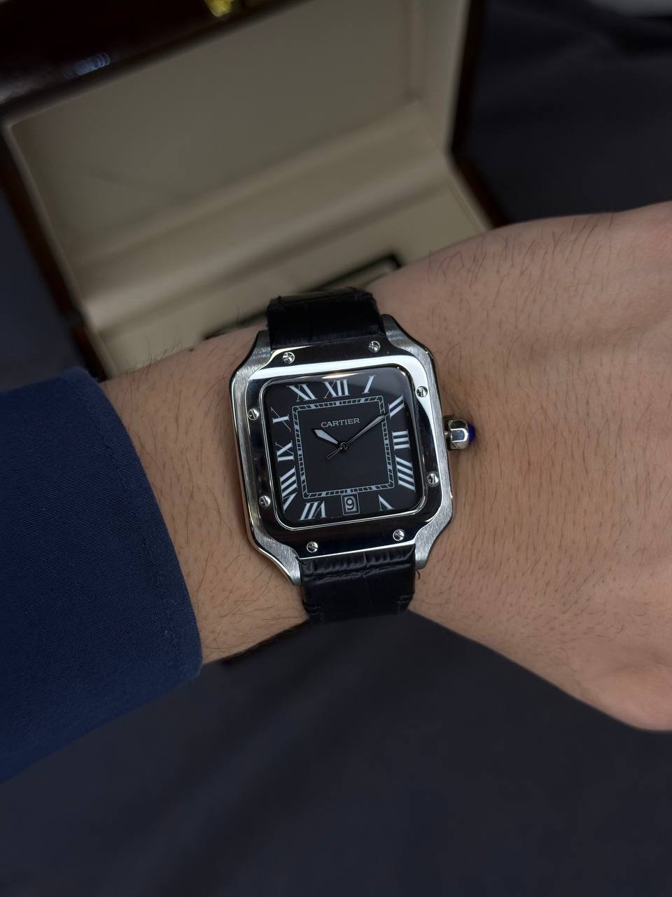 ساعت مردانه کارتیه دی سانتوس Cartier مدل Santos De Cartier چرمی - تصویر 3