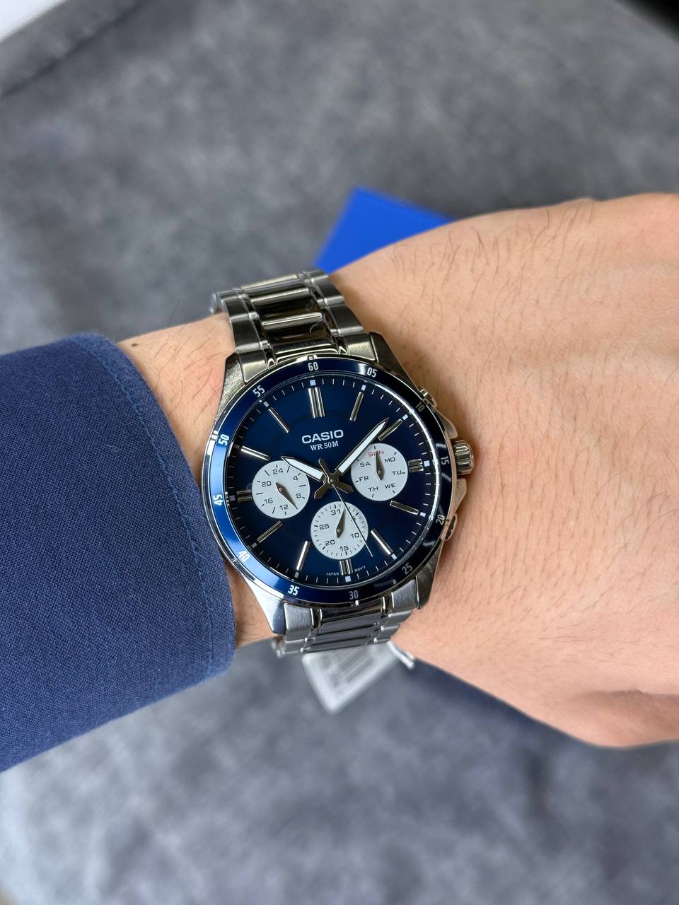 ساعت کاسیو مردانه مدل MTP-1374D-2A3VDF سورمه ای سه موتور فعال - تصویر 5