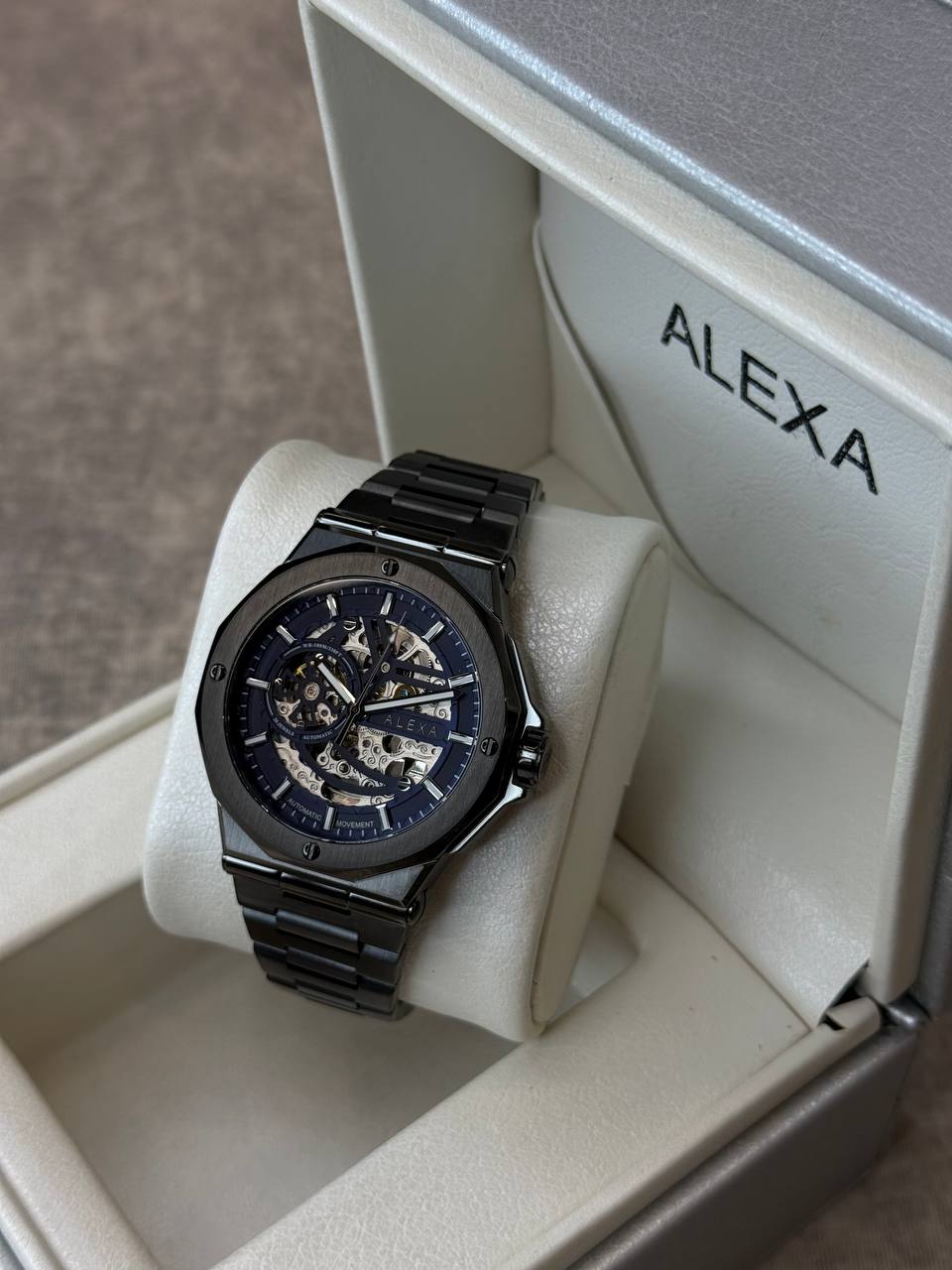 ساعت مچی مردانه الکسا مدل A2002 اتوماتیک فول مشکی
