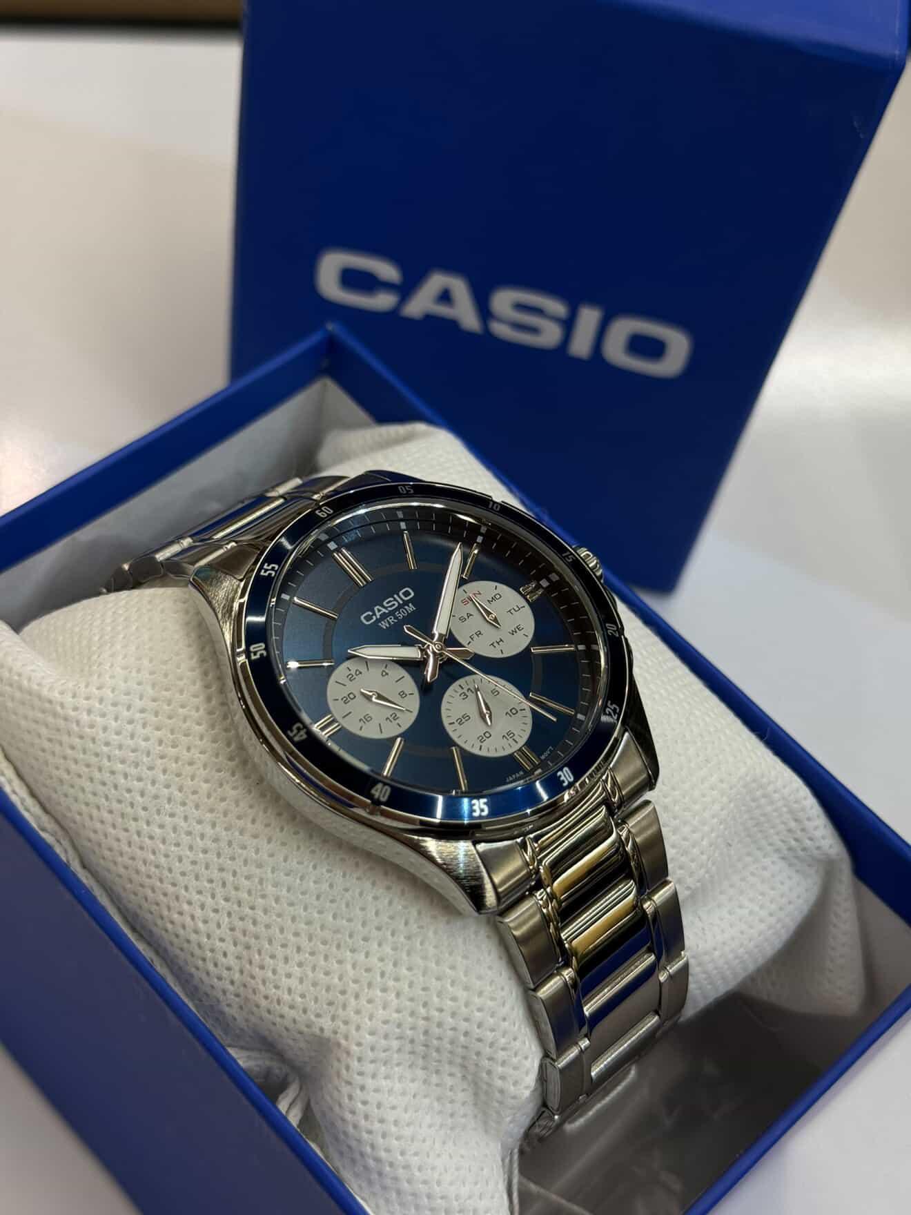 ساعت کاسیو مردانه مدل MTP-1374D-2A3VDF سورمه ای سه موتور فعال - تصویر 4