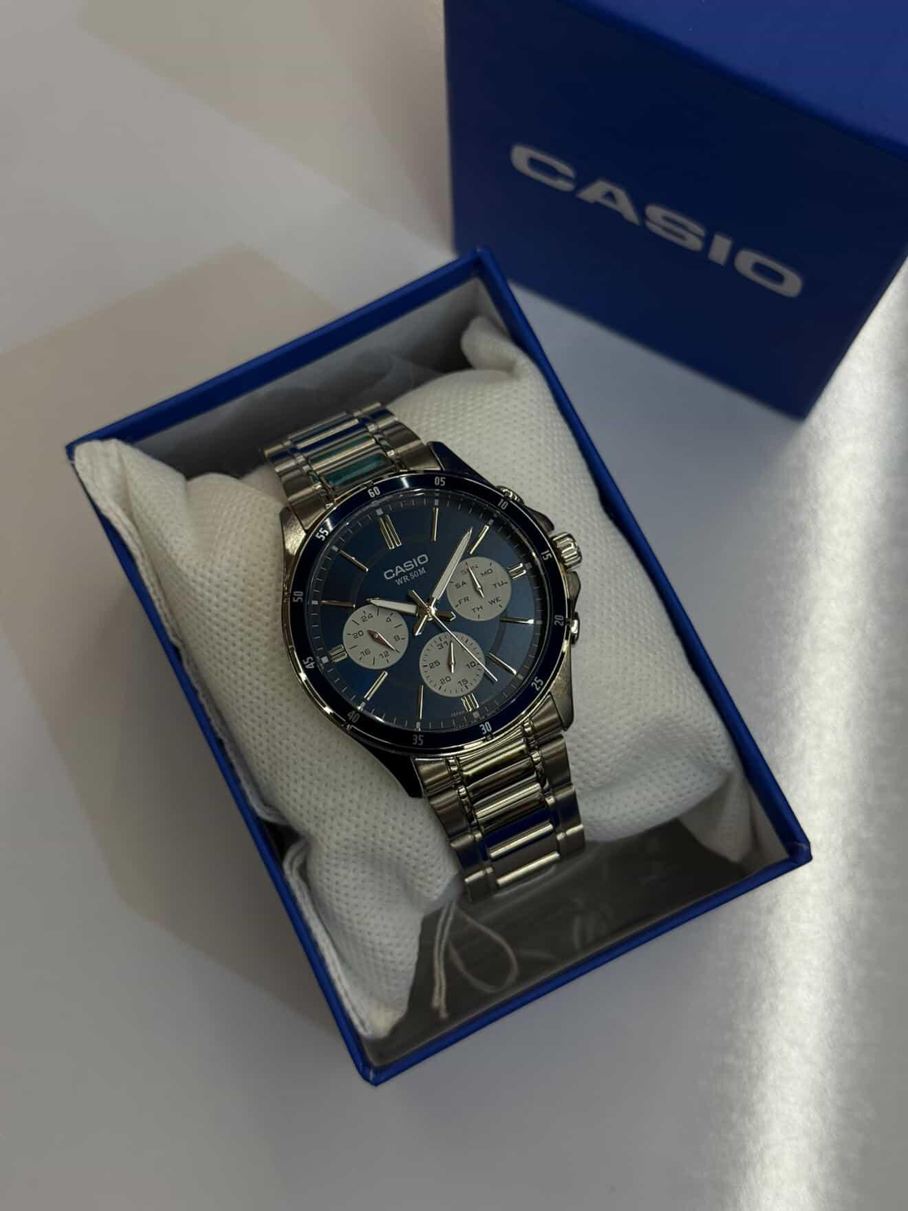 ساعت کاسیو مردانه مدل MTP-1374D-2A3VDF سورمه ای سه موتور فعال - تصویر 3